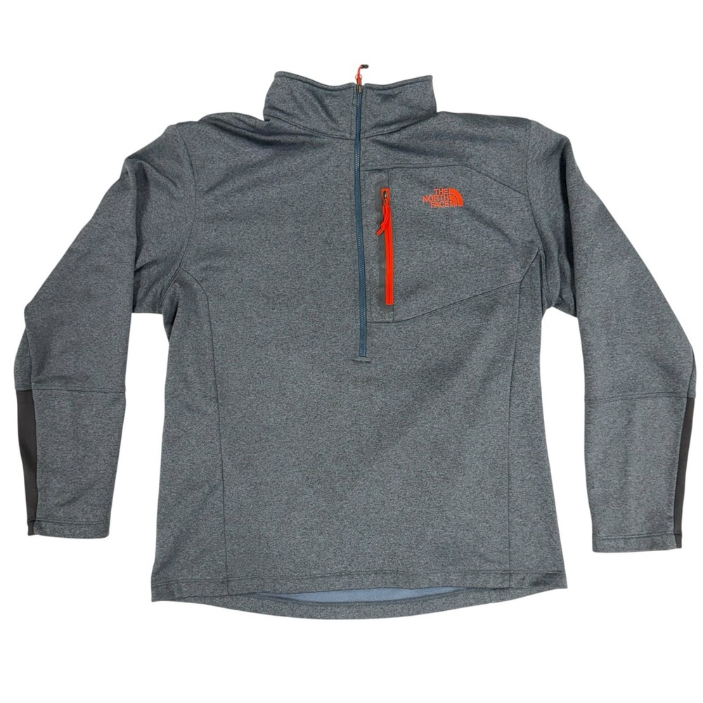 The North Face Mens Size XL Canyonlands 1/2 Half-Zip Pullover Fleece Gray Orange
